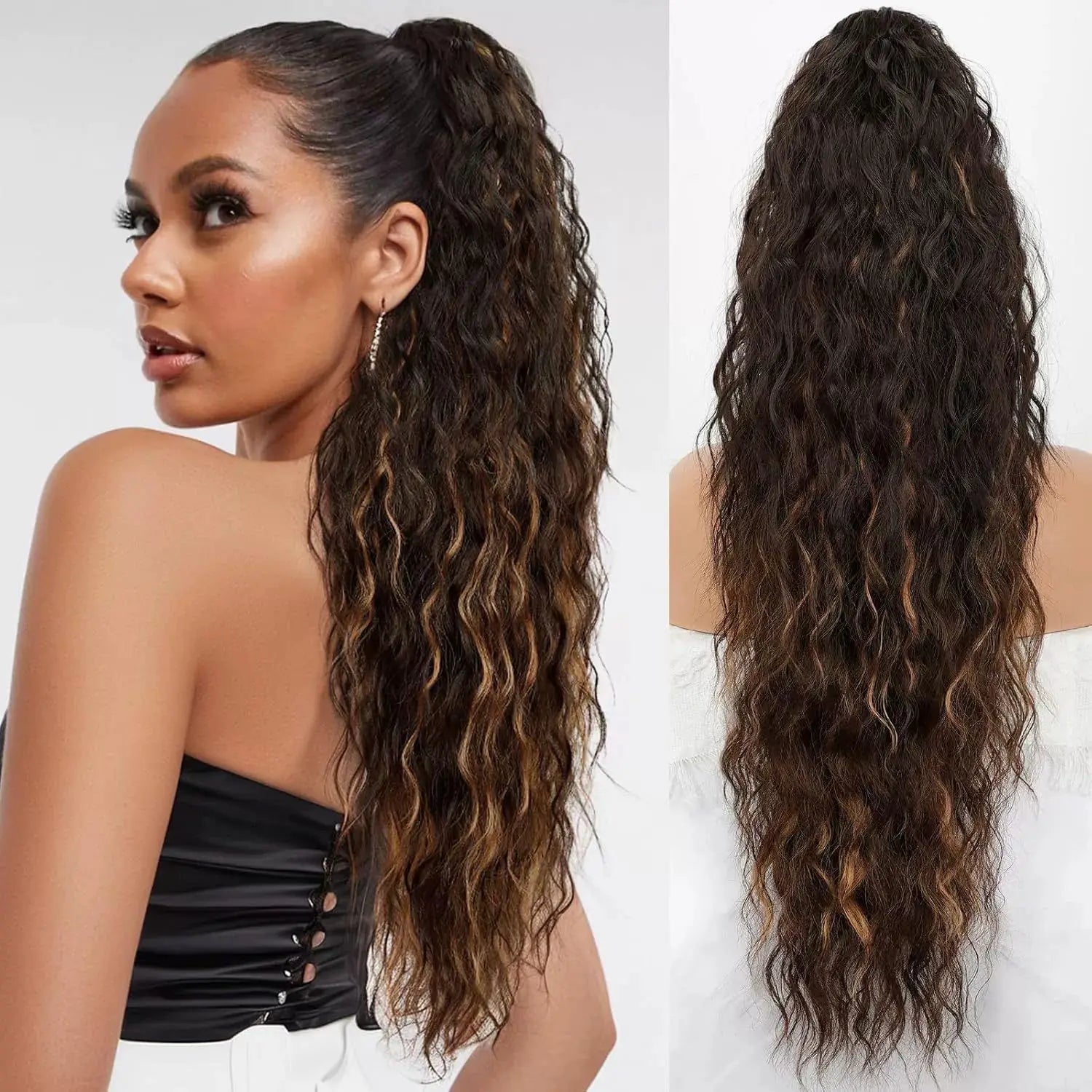 Wig Clip, Ponytail, Water Ripple, Long Curly Hair, Fluffy Long Curly Hair, Ponytail