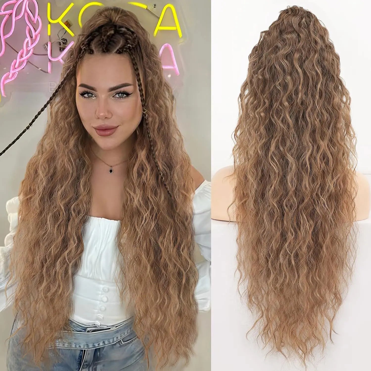 Wig Clip, Ponytail, Water Ripple, Long Curly Hair, Fluffy Long Curly Hair, Ponytail